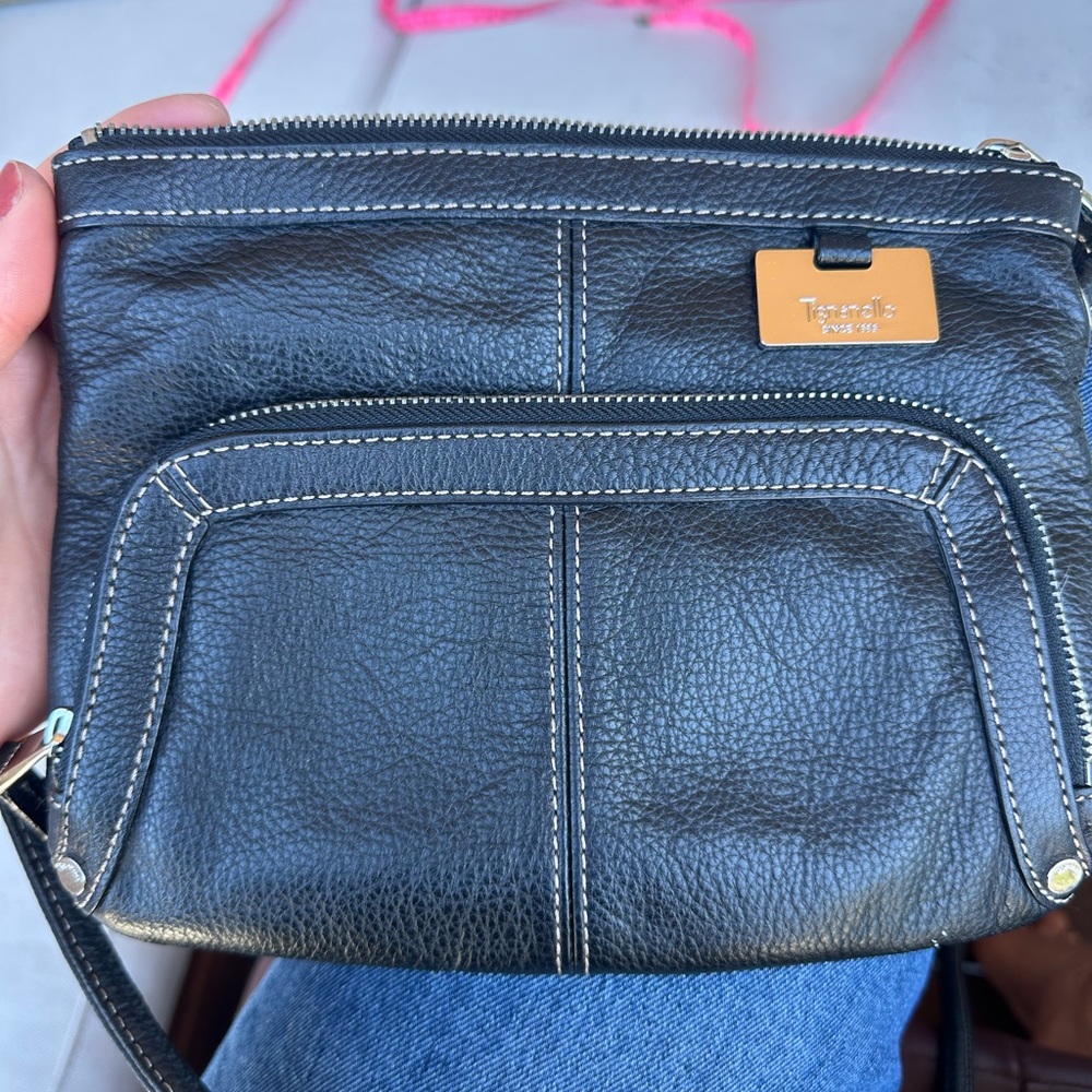 Tignanello Dark Leather Crossbody Bag